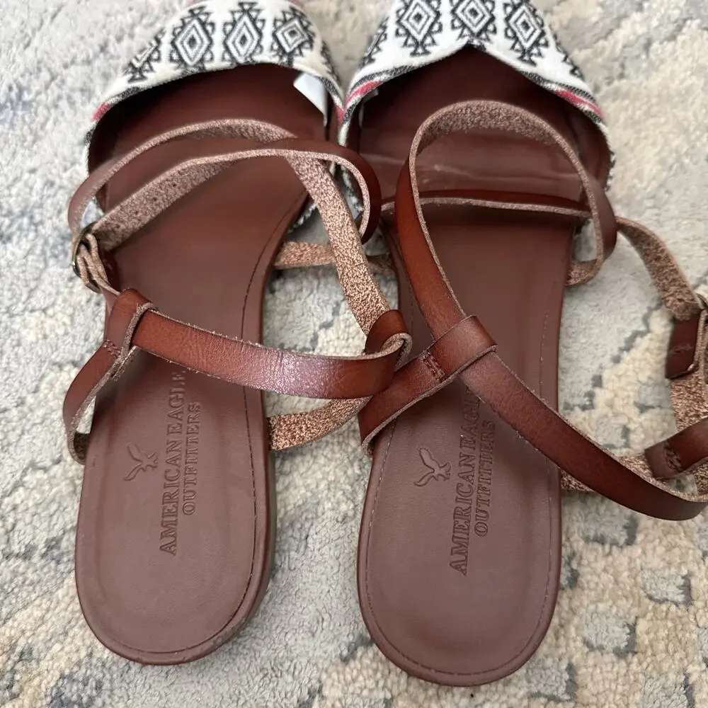 American Eagle Outfitters Fabric Aztec Ballet Flats Sandals Pointed Toe 8.5